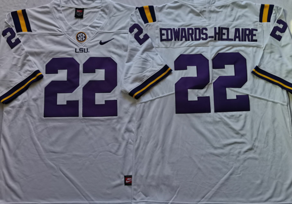 Men's LSU Tigers Clyde Edwards-Helaire #22 White Jersey